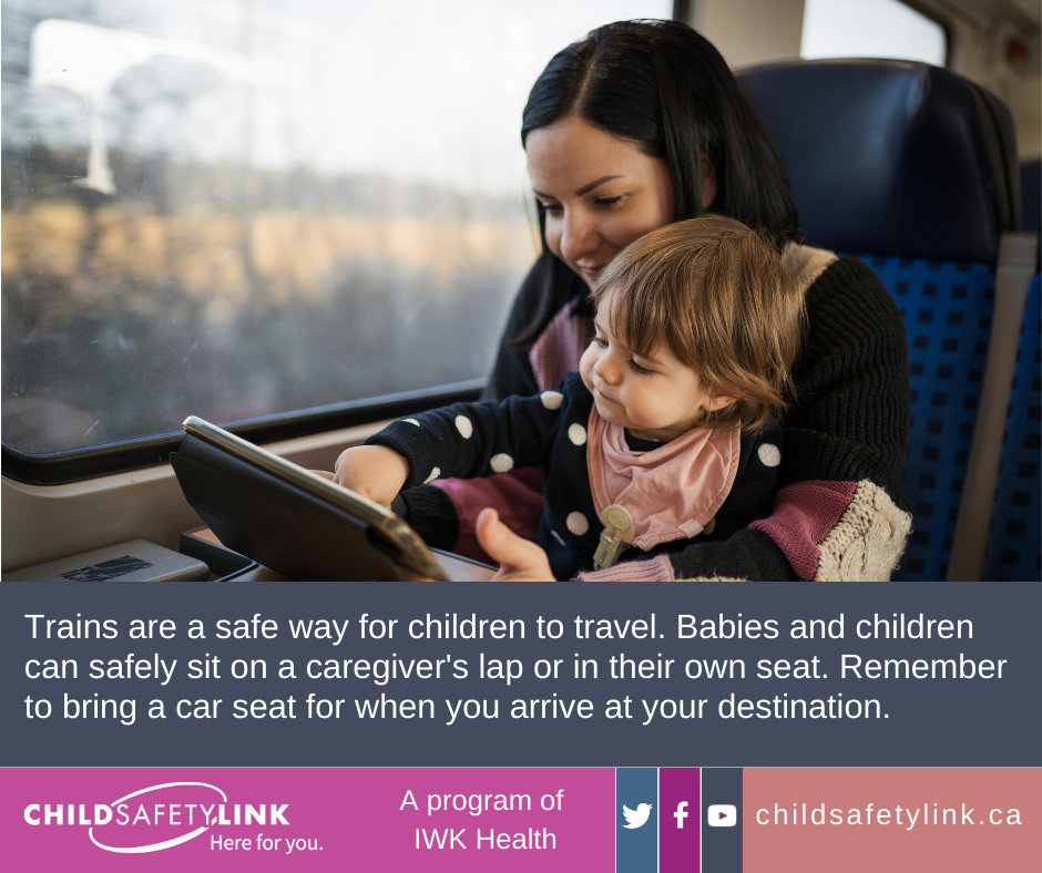 child with mom on train