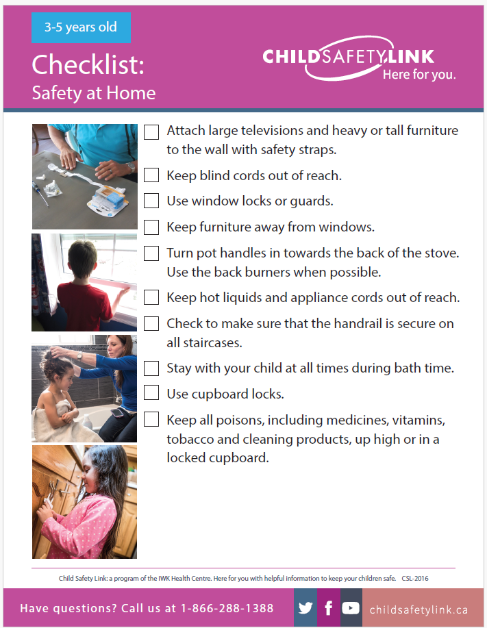 Safety at Home Checklist: 3-5 years old