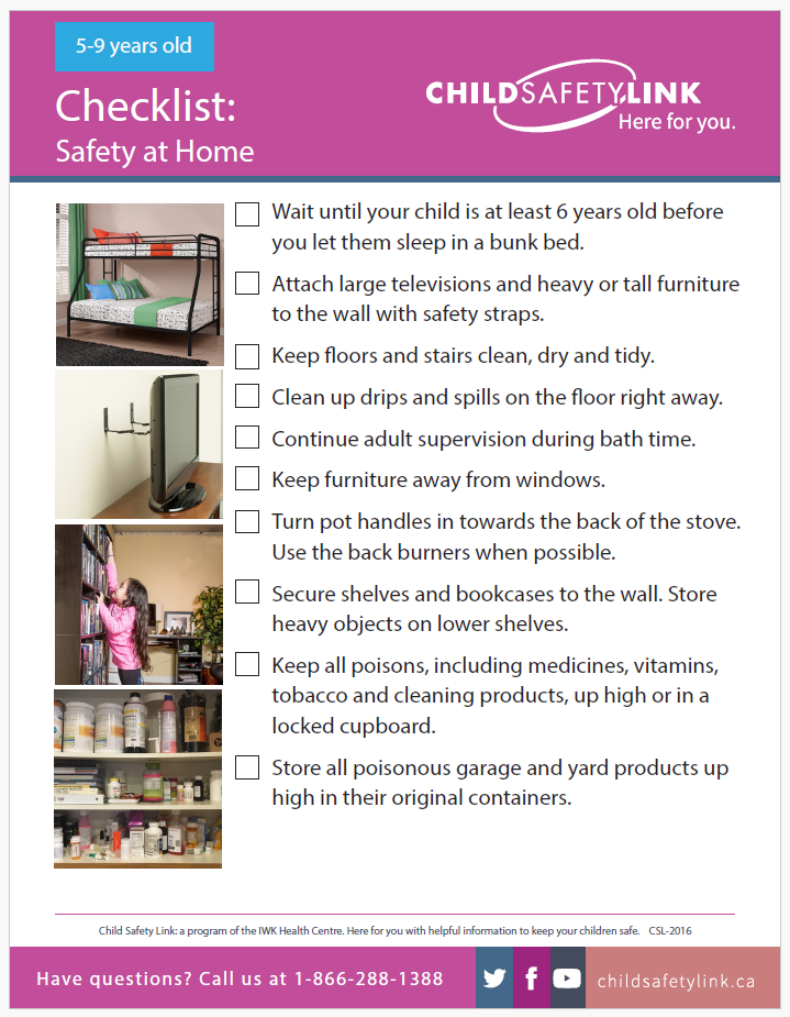 Safety at Home Checklist: 5-9 years old